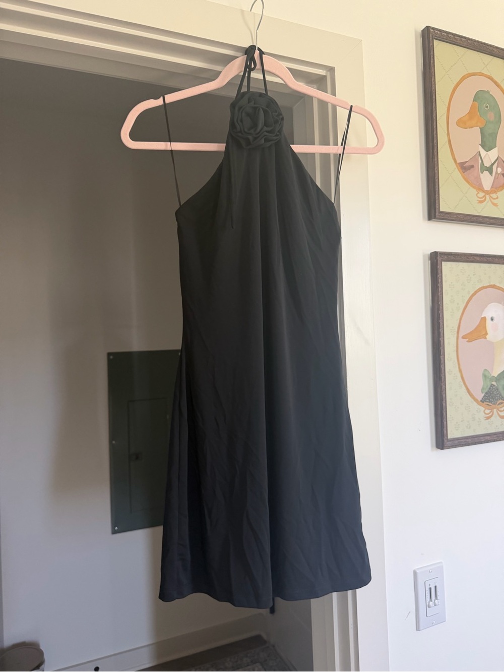GB Black Halter Neck Dress with Rosette